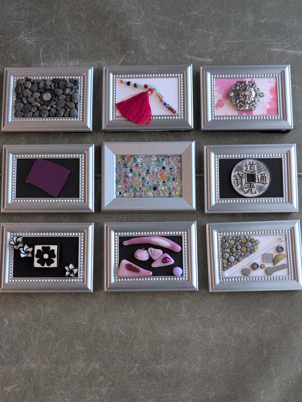 Decorative Mini Silver Framed Art - Set of 9